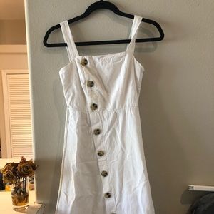 Size 0 white linen dress with big buttons